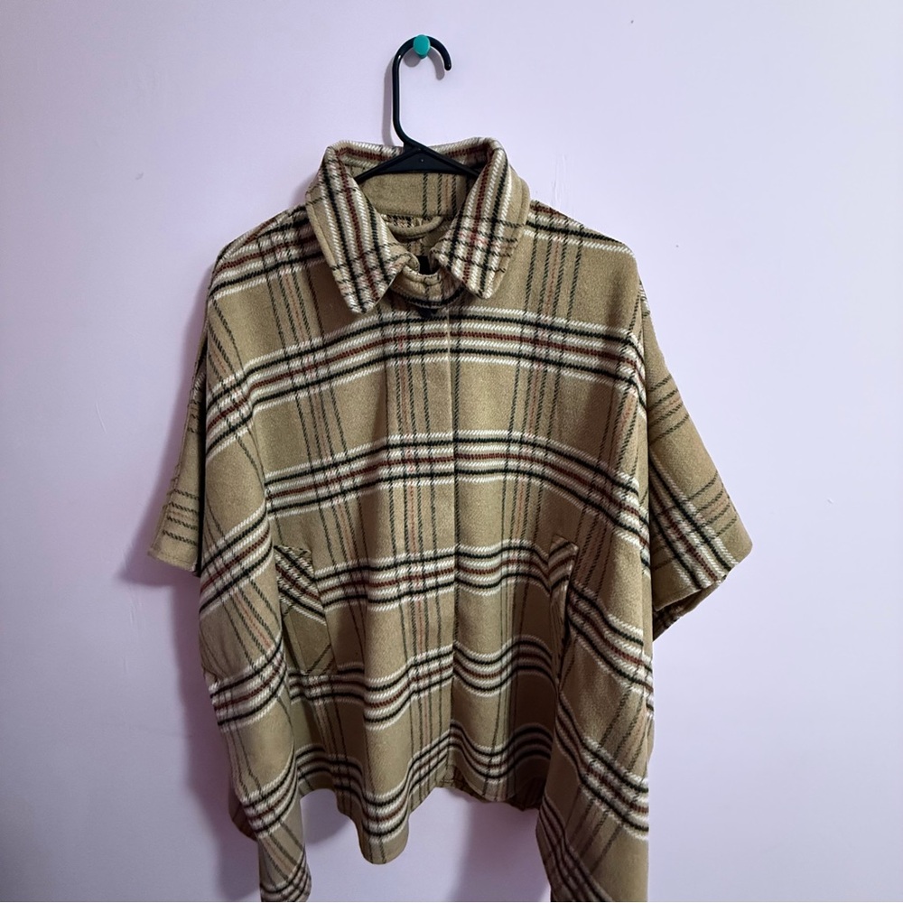 Ookie and Lala Brown Plaid Cape Coat Size S